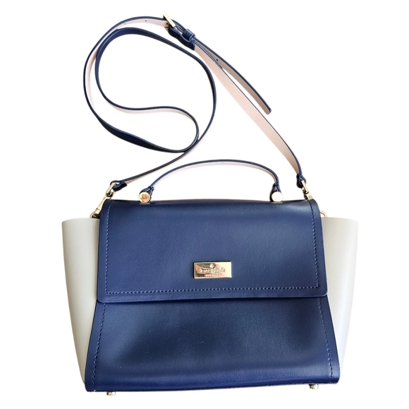 Kate Spade Classy Arbor Hill Charline Blue/cement Crossbody Leather Bag - Picture 5 of 7